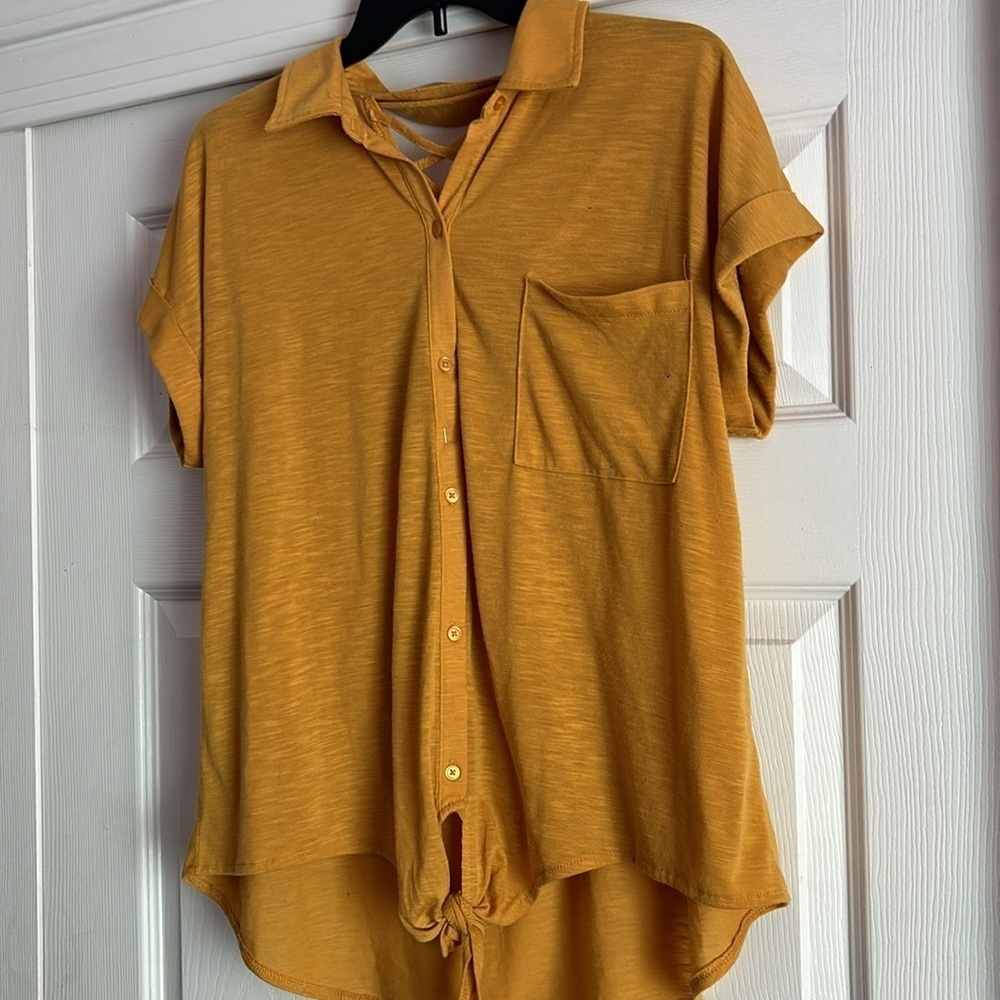 Yellow Front Tie Top Size XL - Picture 2 of 5
